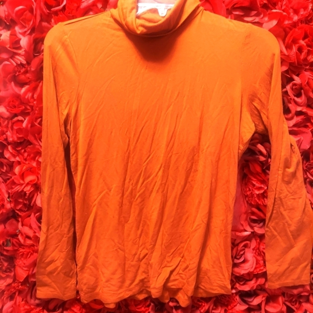 Tahari Women's Size Small Burnt Orange Turtleneck-Long Sleeve
